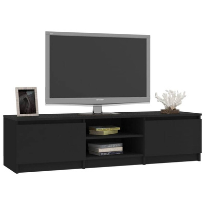 vidaXL Szafka pod TV, czarna, 140x40x35,5 cm, materiał drewnopochodny