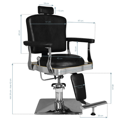 Hair System fotel barberski SM180 czarny  129874