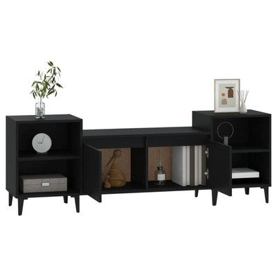 vidaXL Szafka pod TV, czarna, 160x35x55 cm, materiał drewnopochodny