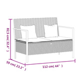 2-osobowa ławka ogrodowa z poduszkami, czarna, polirattan model standard