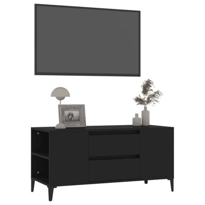 Szafka pod TV, czarna, 102x44,5x50 cm, materiał drewnopochodny vidaXL
