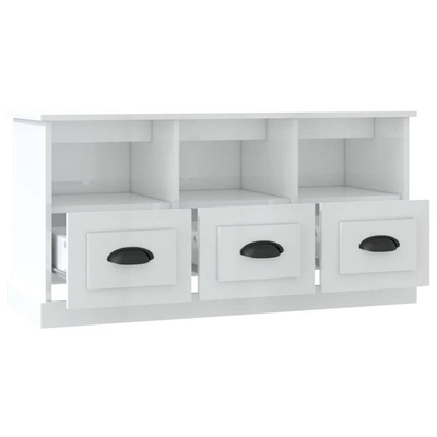 vidaXL Szafka pod TV, wysoki połysk, biała, 100x35x50 cm