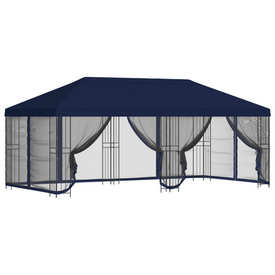 Altana z bokami 6 x 3 m niebieski Poliester i Stal 190