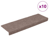 Maty na schody samoprzylepne 10 szt. 65x21x4 cm jasnobrązowe, prostokątne krawędzie