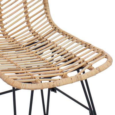 Krzesło jadalniane 2 szt. Rattan i żelazo Naturalny