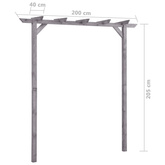Pergola ogrodowa, szara, 200x40x205 cm, impregnowana sosna