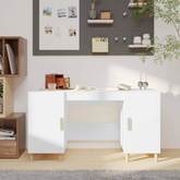 vidaXL Biurko, białe, 140x50x75 cm, materiał drewnopochodny wariant 9