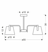 Amberg lampa sufitowa czarny 3x40W E14 abażur żółty