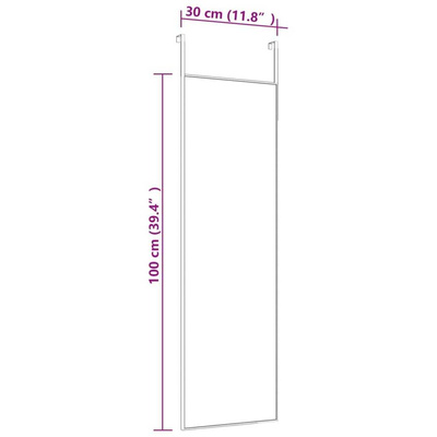 vidaXL Lustro na drzwi, czarne, 30x100 cm, szkło i aluminium
