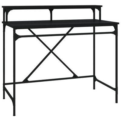 vidaXL Biurko, czarne, 100x50x90 cm, materiał drewnopochodny i żelazo