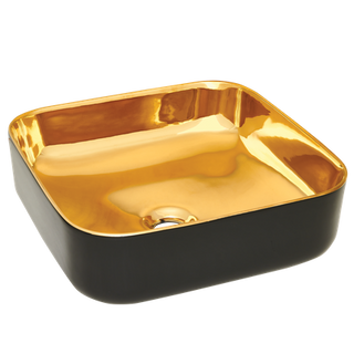 Umywalka nablatowa Malaga kwadratowa czarna złota połysk  Invena