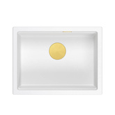 LOGAN 100 GraniteQ zlewozmywak snow white 59,5x45,1x21,5 cm 1-komorowy podwieszany z syfonem manualnym złoty