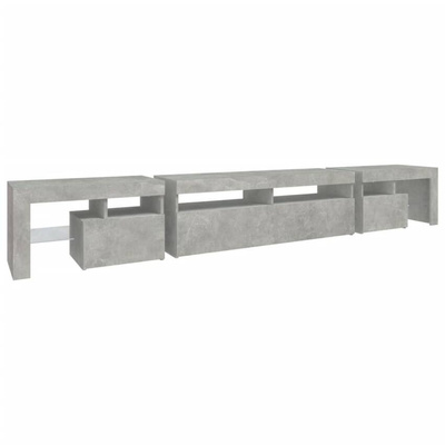vidaXL Szafka pod TV z oświetleniem LED, szarość betonu, 260x36,5x40cm