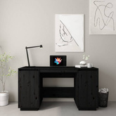 vidaXL Biurko, czarne, 140x50x75 cm, lite drewno sosnowe