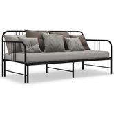 z wysuwaną ramą łóżka, czarna, metalowa, 90x200 cm Sofa