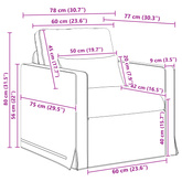 Sofa Ciemnoszary 78 x 78 x 80 cm tkanina