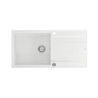 EVAN 146 XL GraniteQ zlewozmywak z syfonem Push 2 Open 1-komorowy z/o (1000x500x210; kom. 420x480) snow white / elementy stalowe