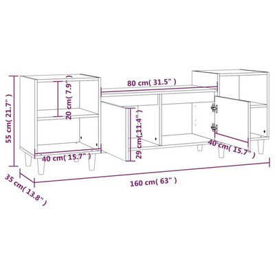 vidaXL Szafka pod TV, szarość betonu, 160x35x55 cm model standard