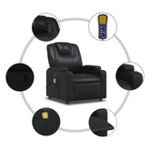 vidaXL Rozkładany fotel masujący, czarny, sztuczna skóra