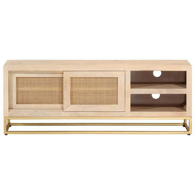 vidaXL Szafka pod TV, 110x30x40 cm, lite drewno mango i żelazo
