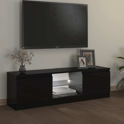 Szafka pod TV z oświetleniem LED, czarna, 120 x 30 x 36 cm