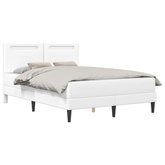 Ramka łóżka z paskami LED Biały 140 x 190 cm Ekoskóra