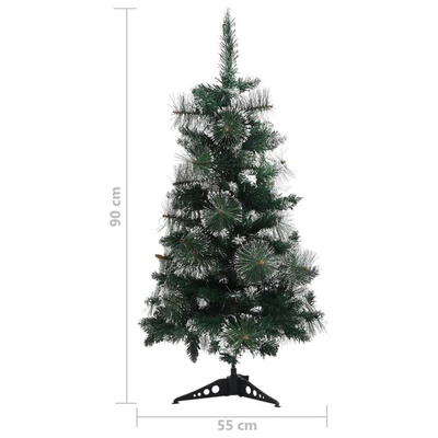 vidaXL Sztuczna choinka ze stojakiem, zielono-biała, 90 cm, PVC