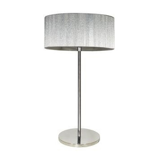 Lampka nocna Solo srebrna z abażurem metalowa lampa stołowa