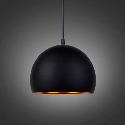Lampa Wisząca Czarno Złota Kopuła E27 25cm Abruzzo Geo