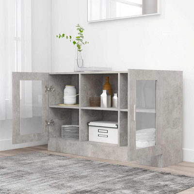 Witryna, szarość betonu 120x30,5x70 cm, materiał drewnopochodny