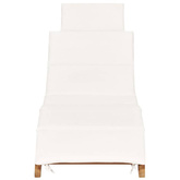 vidaXL Składany leżak z kremową poduszką, lite drewno tekowe