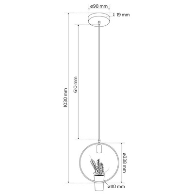 Lampa wisząca z doniczką, MEA, roślina, koło, IP20, E27, EDO777544 EDO Solutions