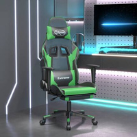 vidaXL Masujący fotel gamingowy z podnóżkiem, czarno-zielony, ekoskóra model standard