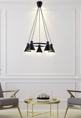 Lampa wisząca czarno-złota matowa sufitowa 5x40W More Candellux 35-71163