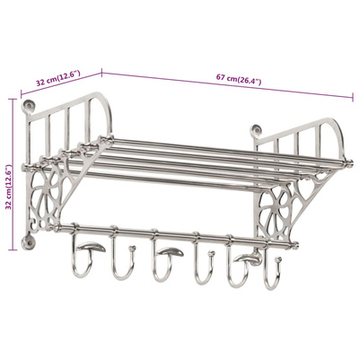 Półka na bagaże z wieszakami, ścienna, aluminium
