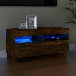 vidaXL Szafka pod TV z oświetleniem LED, przydymiony dąb, 80x35x40 cm