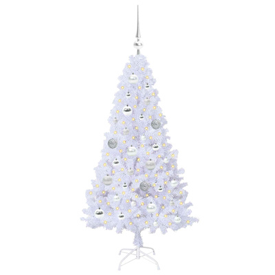 Sztuczna choinka z 150 diodami LED Biały 120 cm PVC i stal