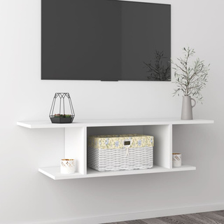 Wisząca szafka telewizyjna, biała, 103x30x26,5 cm, płyta