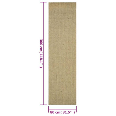 vidaXL Dywanik, naturalny sizal, 80x300 cm, zielony