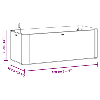 Podwyższona donica z systemem podlewania, szara, 100x43x33 cm