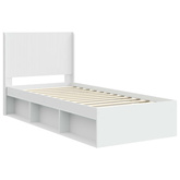 Stelaż łóżka z przechowywaniem i zagłówkiem Biały 100 x 200 cm