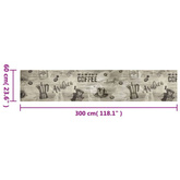 vidaXL Dywanik kuchenny z motywem kawy, szary, 60x300 cm, aksamitny