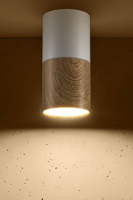Lampa sufitowa oprawa biała/drewniana GU10 25W Tuba Candellux 2273655