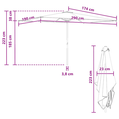 Parasolka ogrodowa 200 x 300 cm Poliester Prostokątny kremowy
