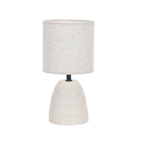Lampka nocna Lesi ceramiczna z abażurem beżowa na stolik nocny E14