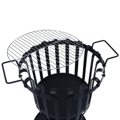 vidaXL Palenisko ogrodowe z kratką grillową, stal, 47,5 cm