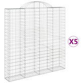 Kosze gabionowe, 5 szt, 200x30x200/220 cm, galwanizowane żelazo