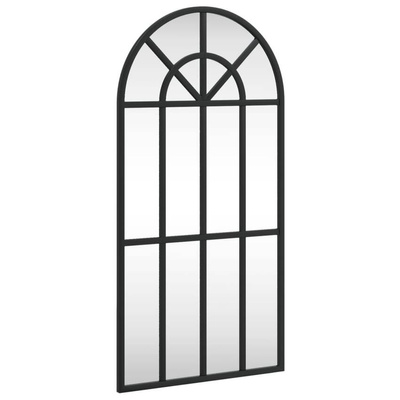 vidaXL Lustro ścienne, czarne, 30x60 cm, zakończone łukiem, żelazo