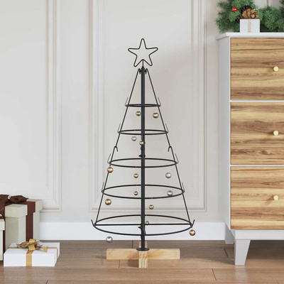 Choinka Stożkowa Świąteczna z podstawą Czarny 90 cm Stal