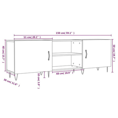 vidaXL Szafka pod TV, biała, 150x30x50 cm, materiał drewnopochodny wariant 8